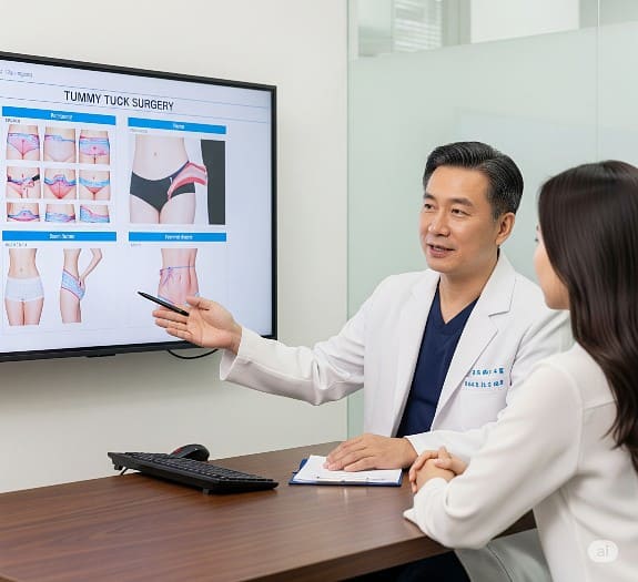 tummy tuck surgery presentation to patient in thailand