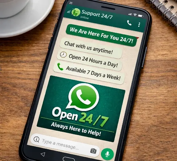 24/7 WhatsApp chat support for customer assistance